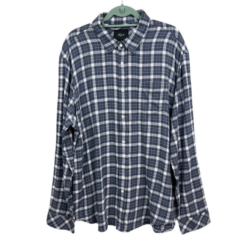 Rails Flannel Shirt Plaid Button Up Pen Pocket Denim White Gray Men Size XXL*